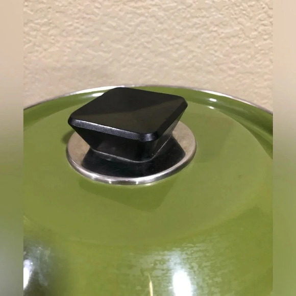 VTG SUPER RARE AVOCADO 70s REPLACEMENT LID WITH SQUARE KNOB HOLDER - Picture 3 of 8